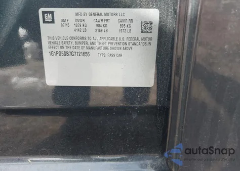 2016 Chevrolet Cruze Limited Ltz Auto z USA, uszkodzony, nr VIN 1G1PG5SB7G7121656